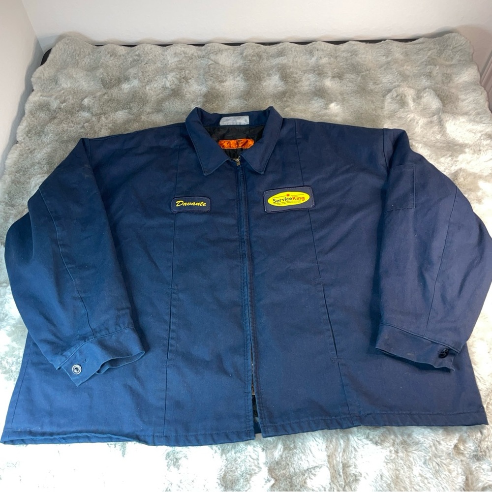 Service King Navy Work Jacket with Name Patch